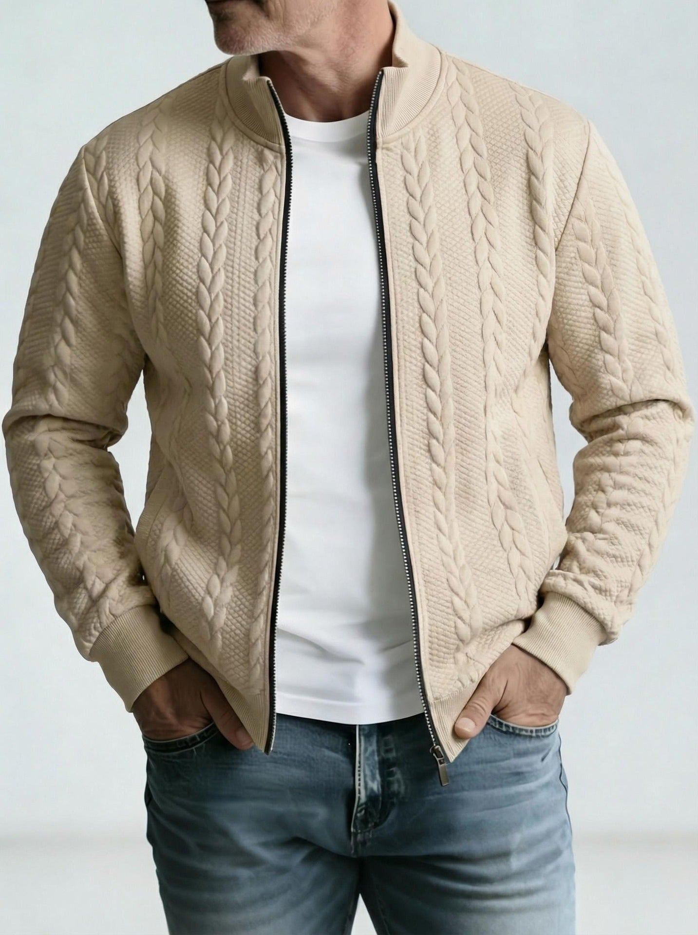 Jacquard Stehkragen Jacke für Herren