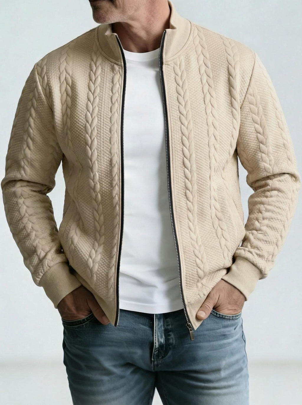 Jacquard Stehkragenjacke für Herren