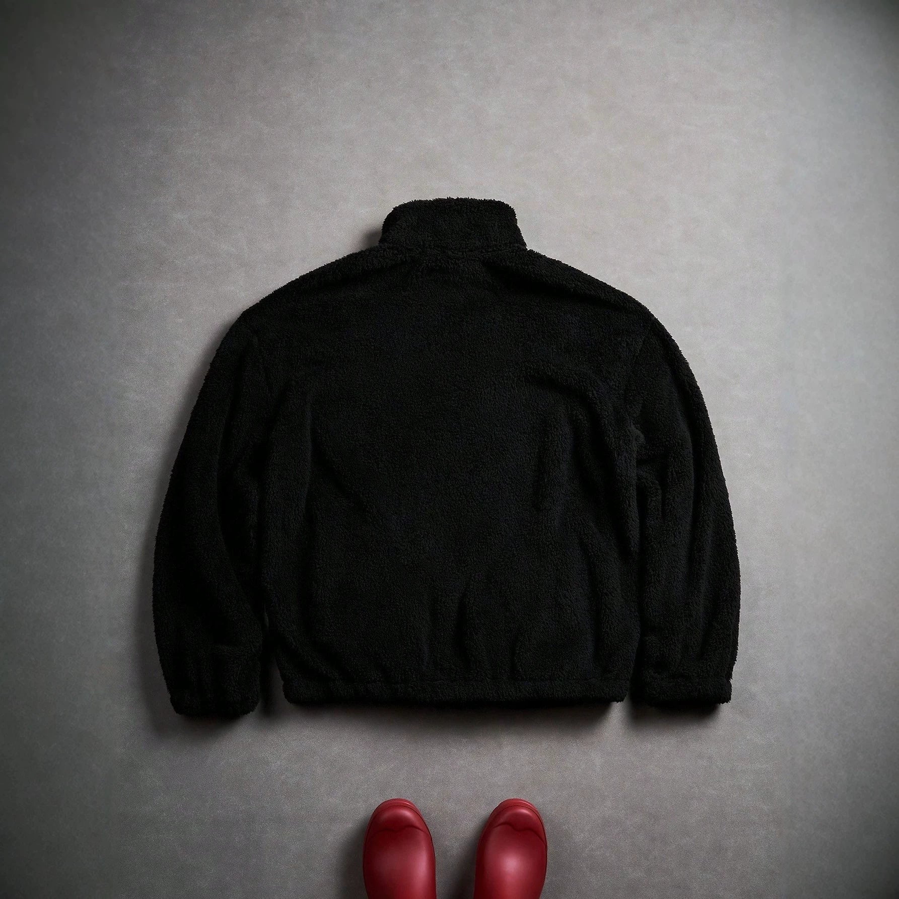 Schwarze Felljacke mit Reissverschluss