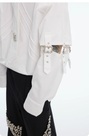 Weisses Langarmhemd mit Cutouts | LuxeStyle