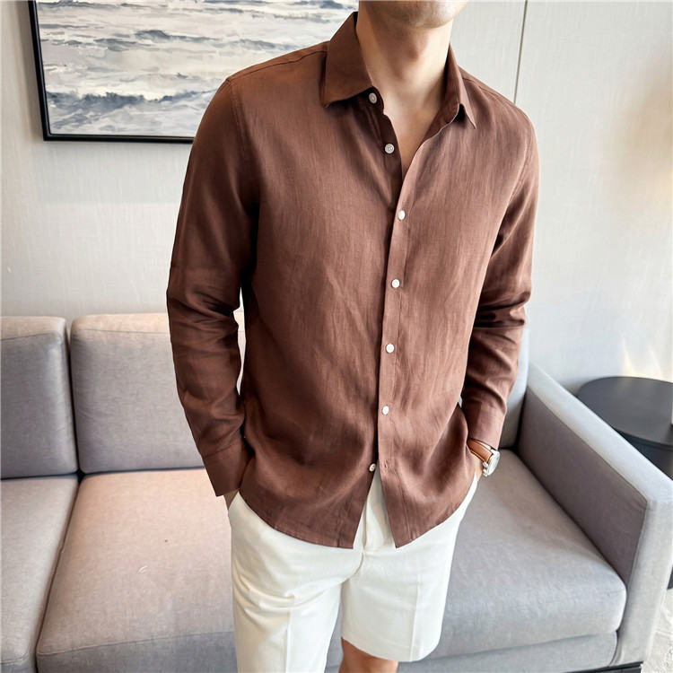 Leinen-Lyocell Slim-Fit Langarmhemd – Ansicht 3