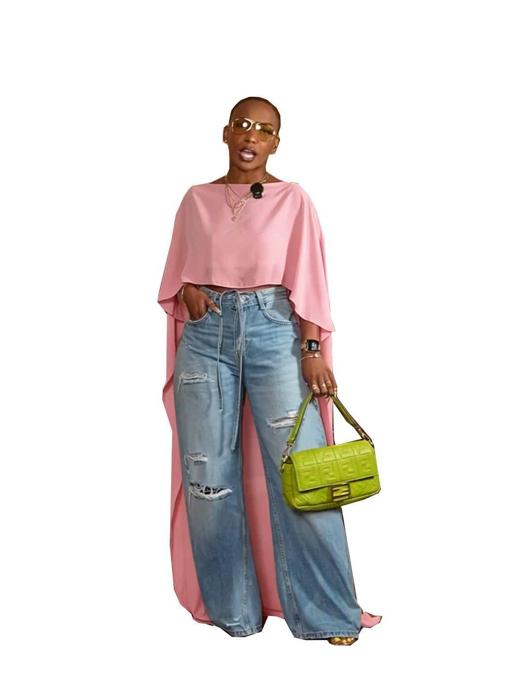 Mesh Maxi Cape mit Fledermausärmeln – Bild 5 | LuxeStyle