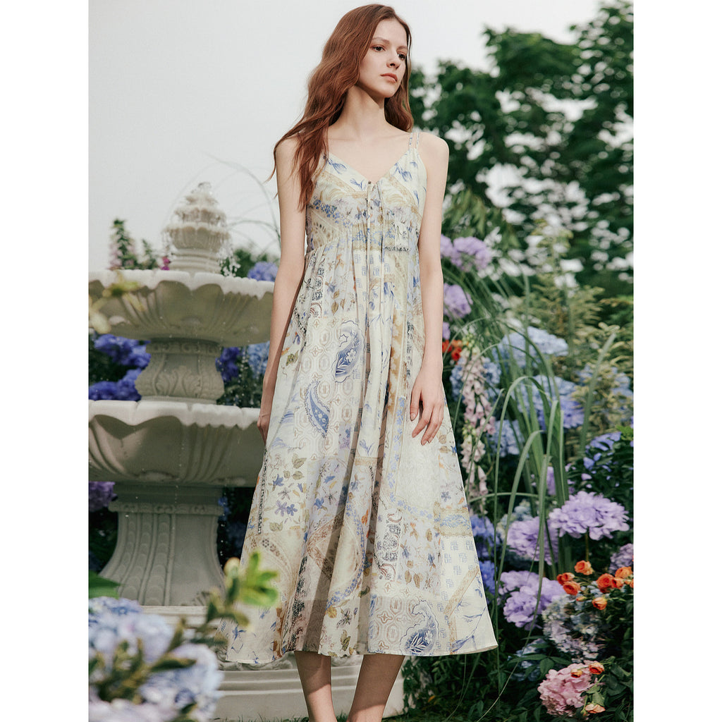 Retro Blumenkleid mit Spaghettiträgern
