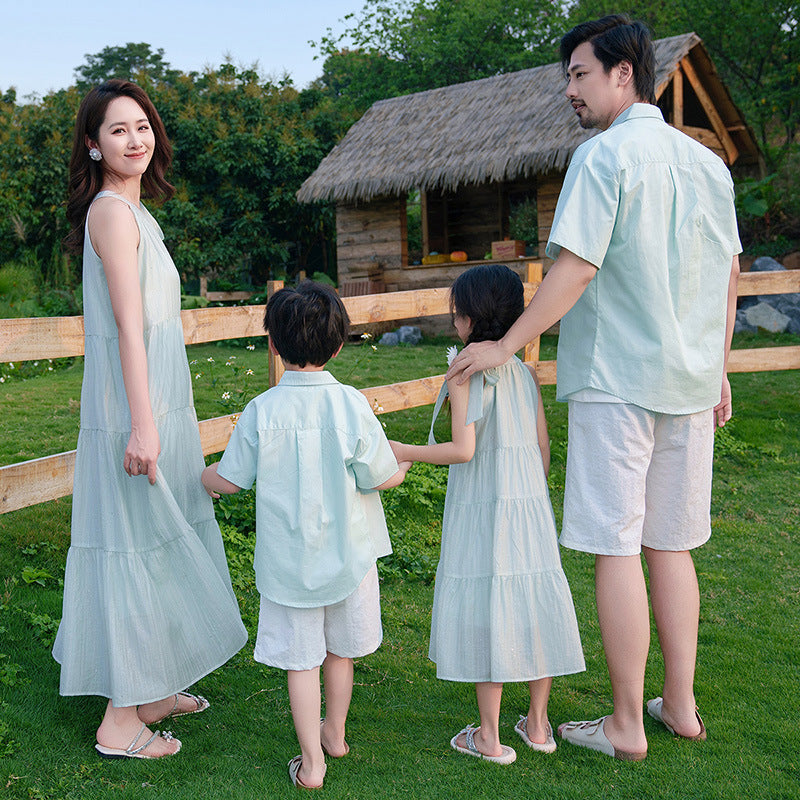 Mintgrünes Chiffon-Kleid für Mutter und Tochter – Bild 4 | LuxeStyle