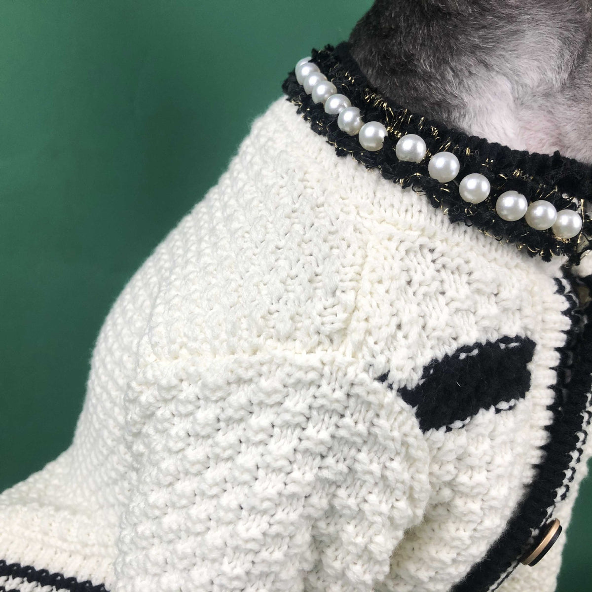 Hundestrickpullover für kleine Rassen, schwarz-weiss – Bild 3 | LuxeStyle