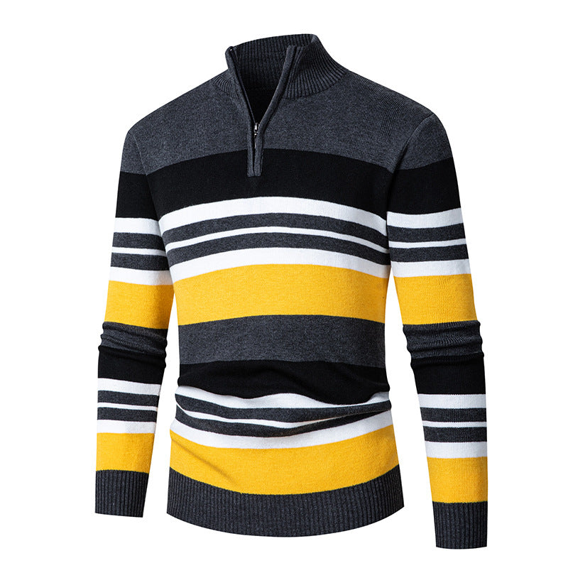 Gestreifter Half-Turtleneck Pullover für Herren | LuxeStyle