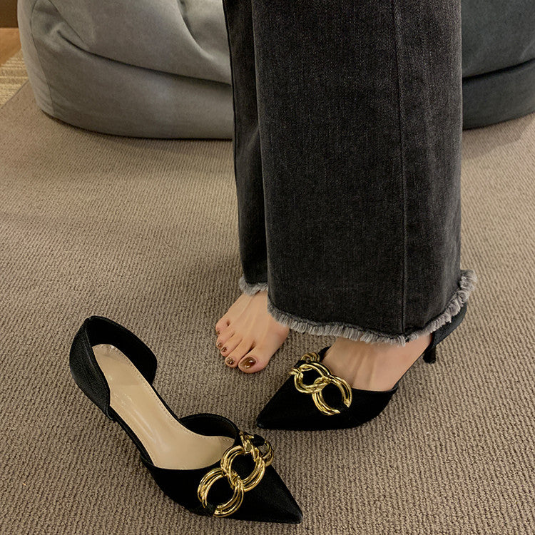 Elegante spitze High Heels mit Kettendetail | LuxeStyle