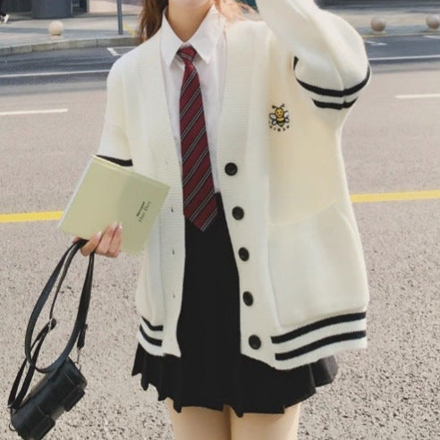 V-Ausschnitt Color-Block Streifen Pullover