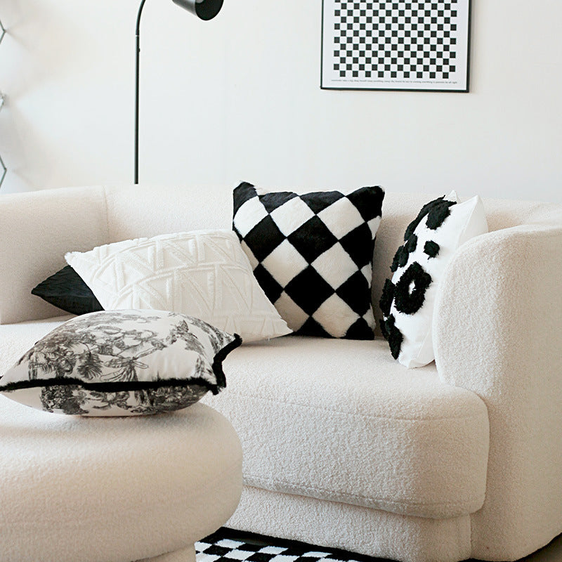 Retro Hasefell Schachbrett Sofakissen – Bild 4 | LuxeStyle