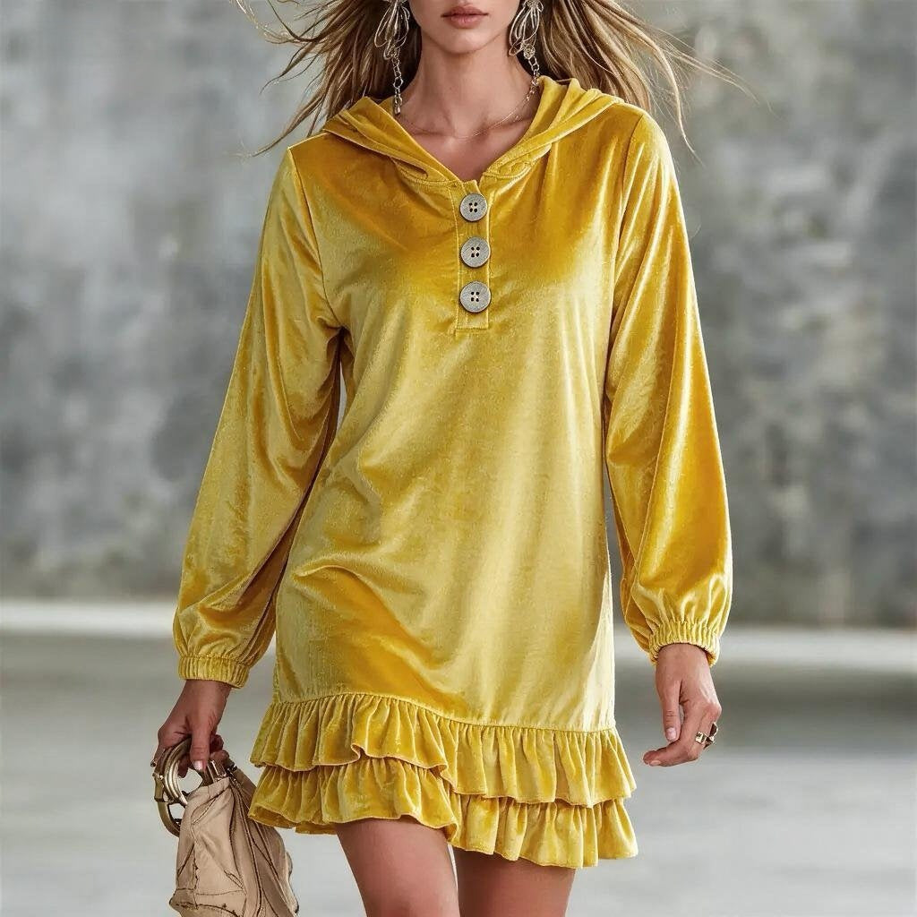 Langärmliges Spitzenkrawattenkleid mit Rüschen – Bild 6 | LuxeStyle