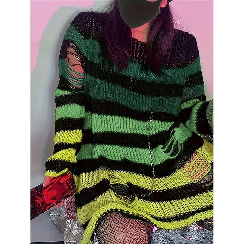 Gothic Ripped Pullover für Damen