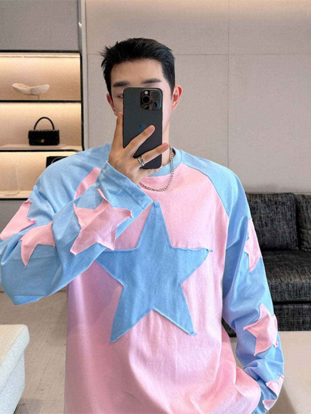 Langarmshirt mit 3D-Pentagramm-Design – Bild 3 | LuxeStyle
