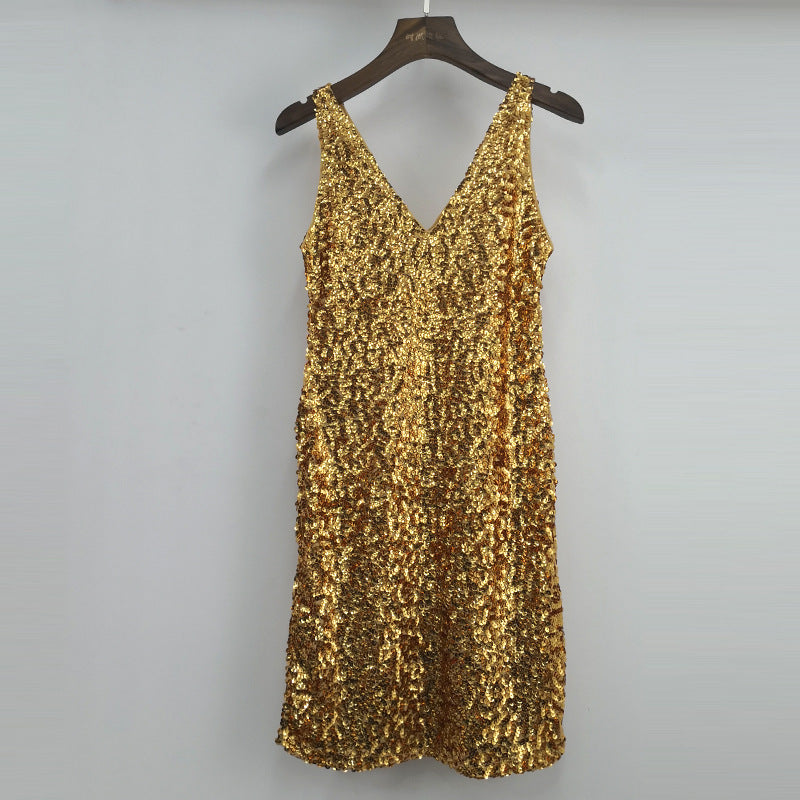 Paillettenkleid mit V-Ausschnitt – Bild 6 | LuxeStyle