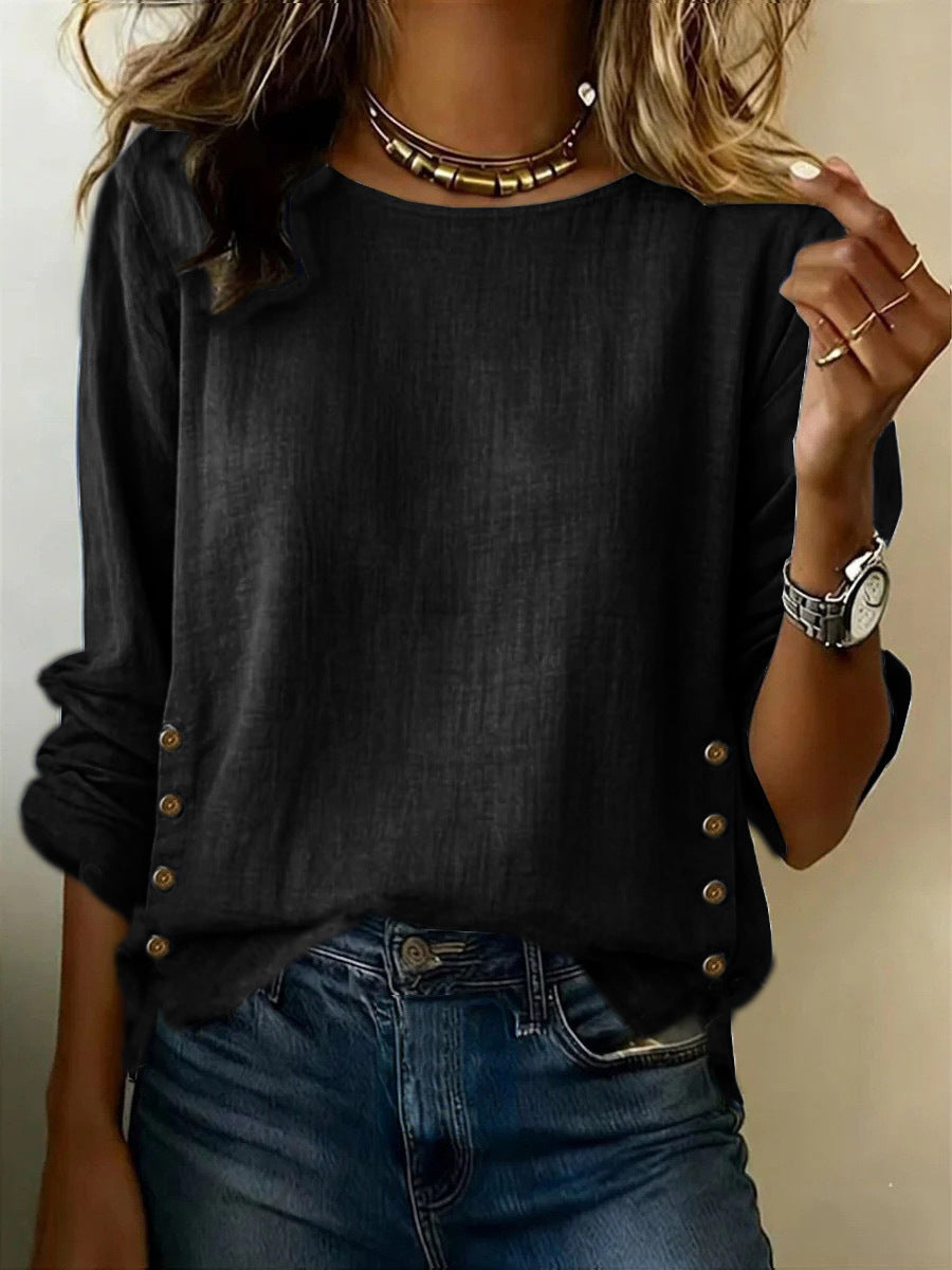 Damen T-Shirt aus Leinen-Baumwoll-Mix