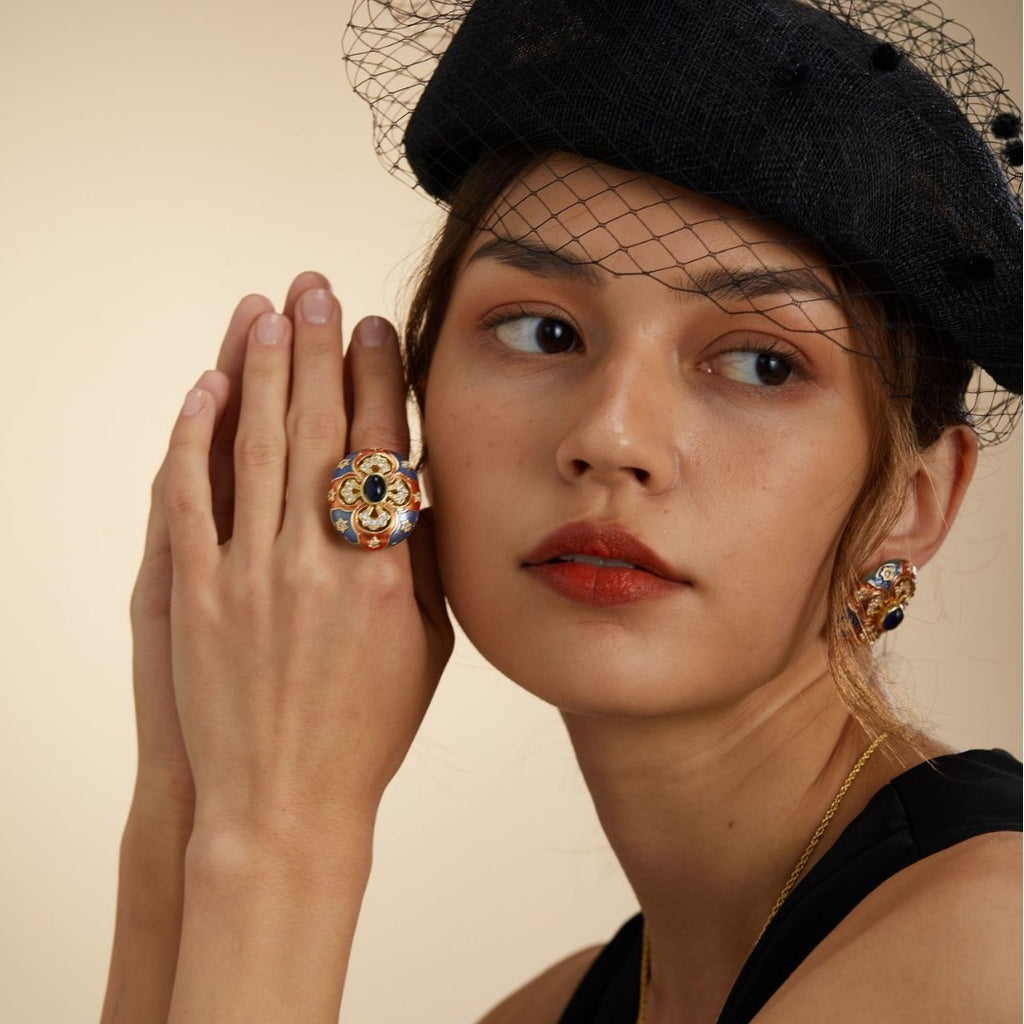 Retro-Emaille-Ring für Damen
