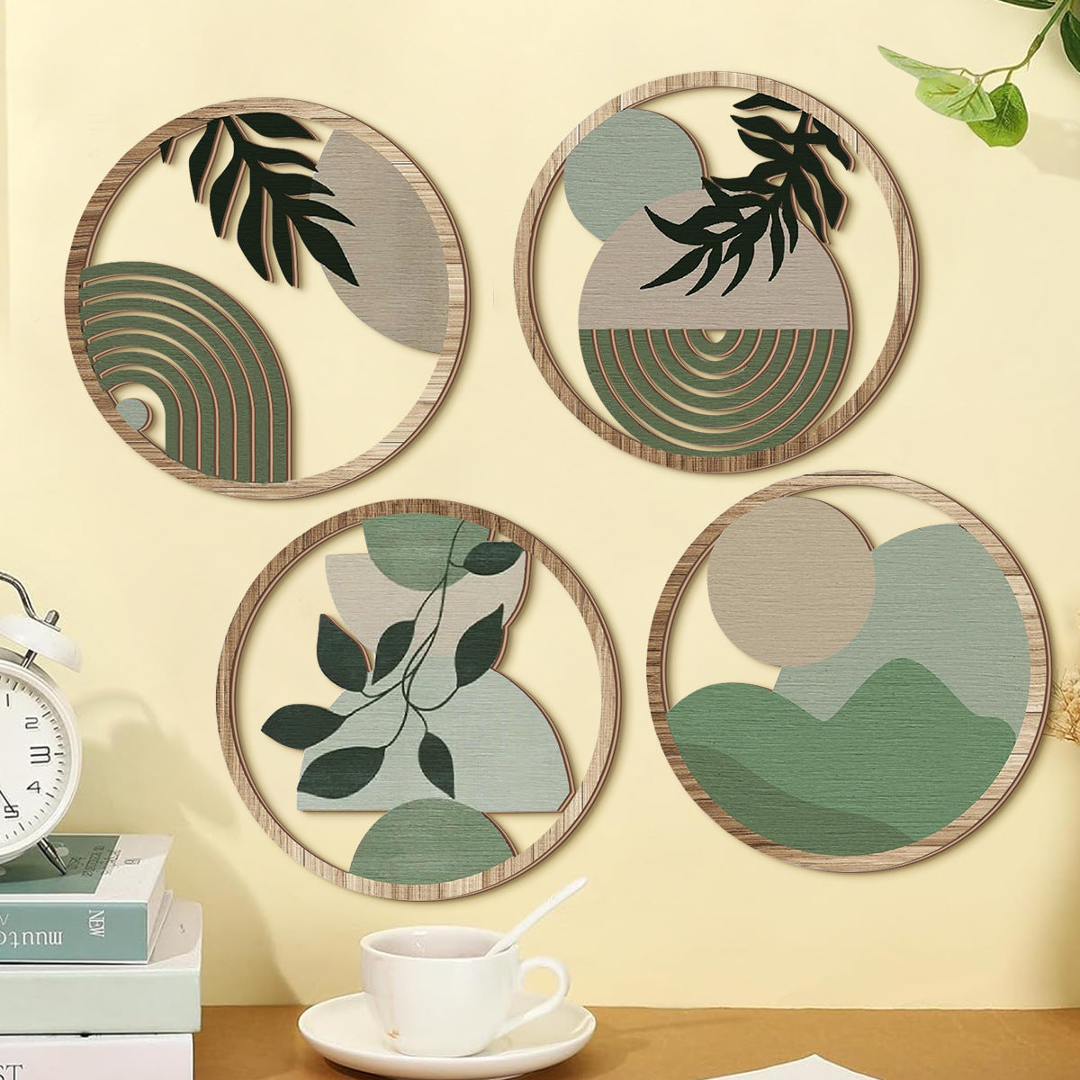 Runde Holz-Wandsticker – Vier Farben | LuxeStyle