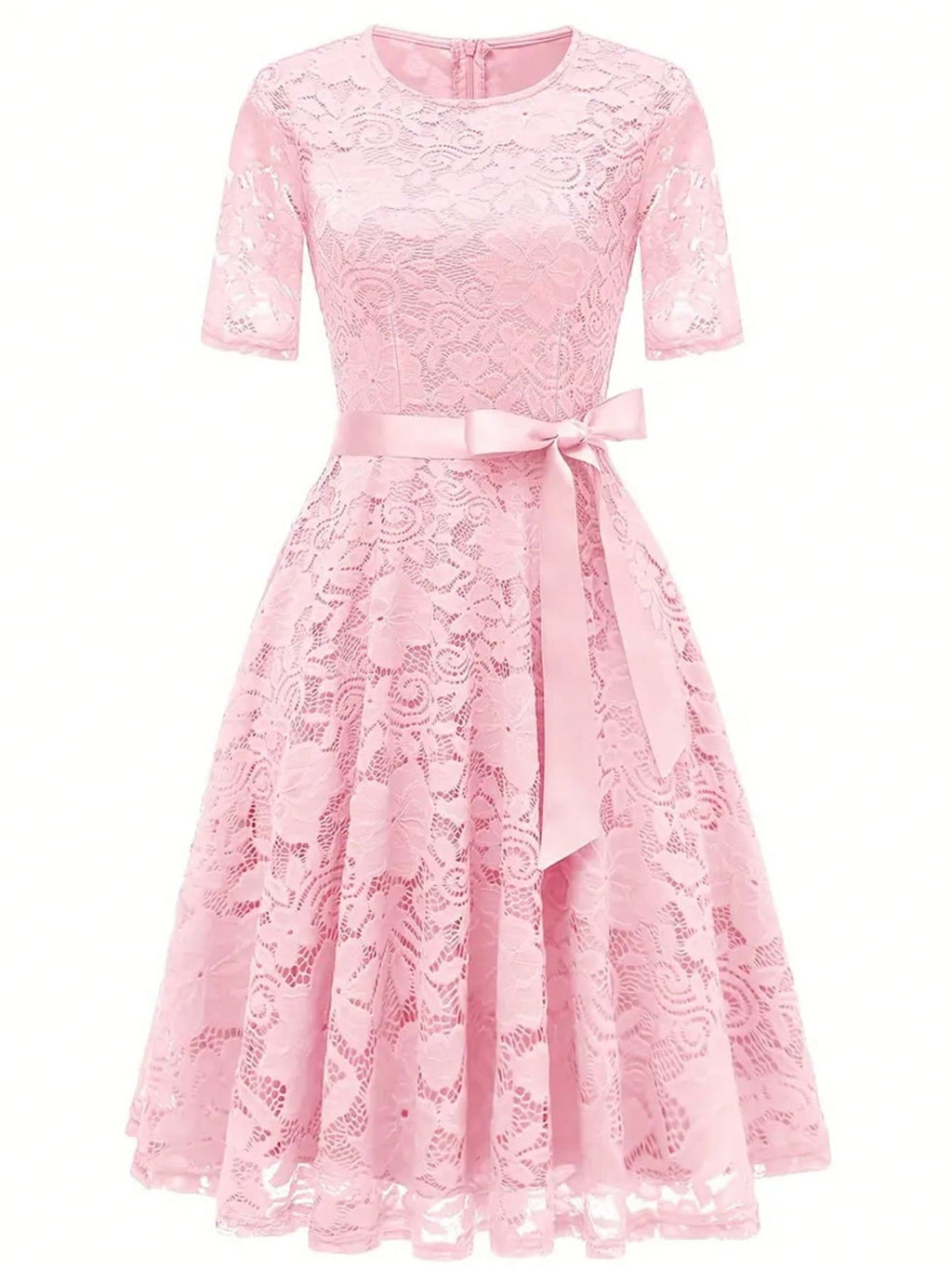 Elegantes Spitzenkleid mit Schleifendetail – Bild 5 | LuxeStyle