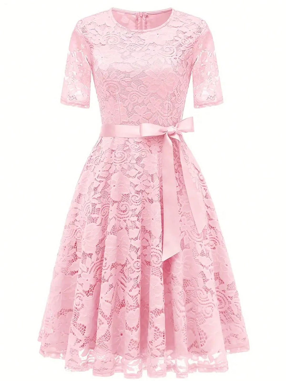 Elegantes Spitzenkleid mit Schleifendetail – Bild 5 | LuxeStyle
