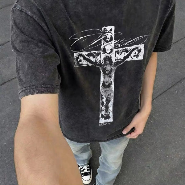 Sommer-T-Shirt Kurzarm gewaschen abgenutzt