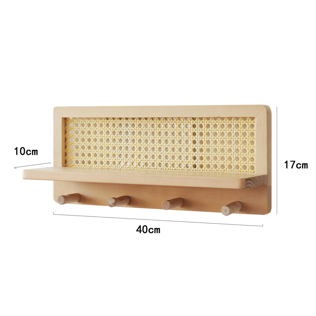 Holz-Garderobe mit Rattan