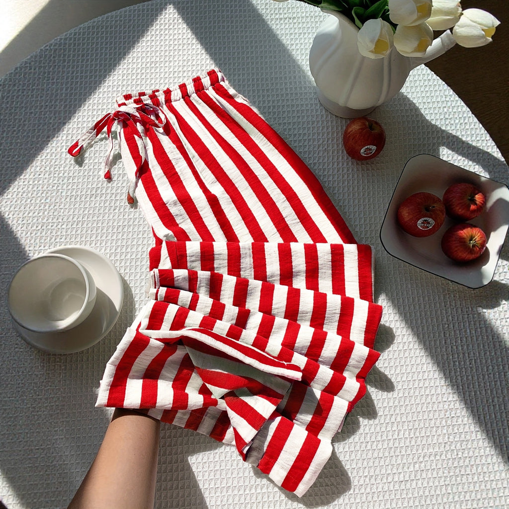 Gestreifte Wide-Leg Hose für Damen