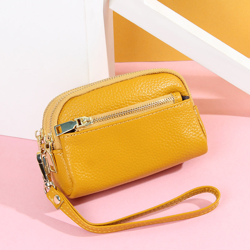 Minimalistische Leder-Münztasche mit drei Reissverschlüssen – Bild 12 | LuxeStyle