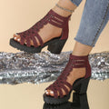 Vintage-Sandalen mit Peeptoe und Reissverschluss