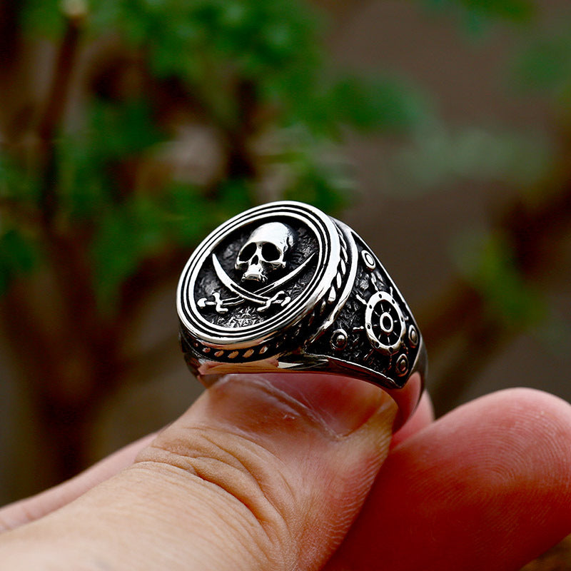 Piraten-Schädelring Edelstahl