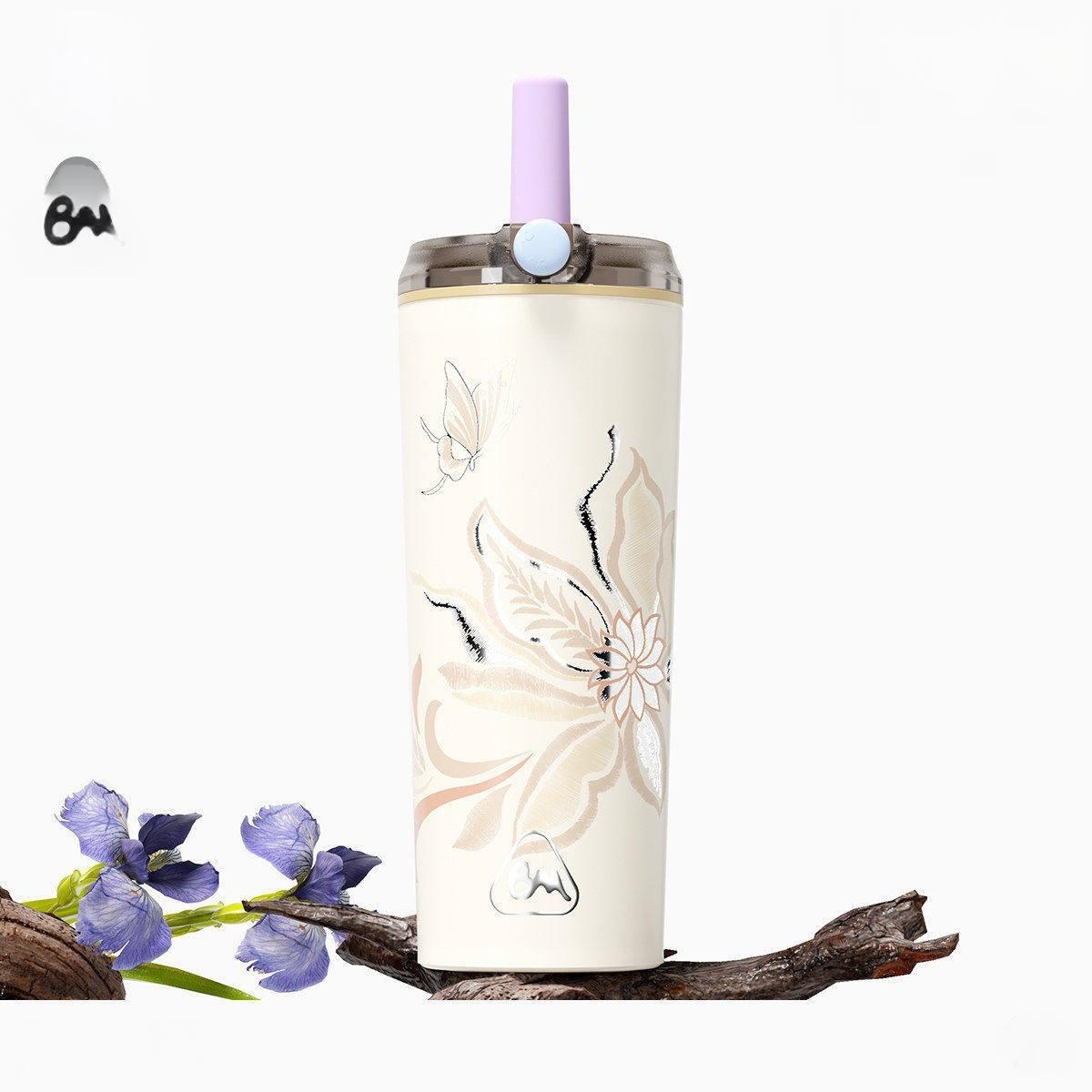 Titan-Trinkflasche mit Strohhalm, 660 ml