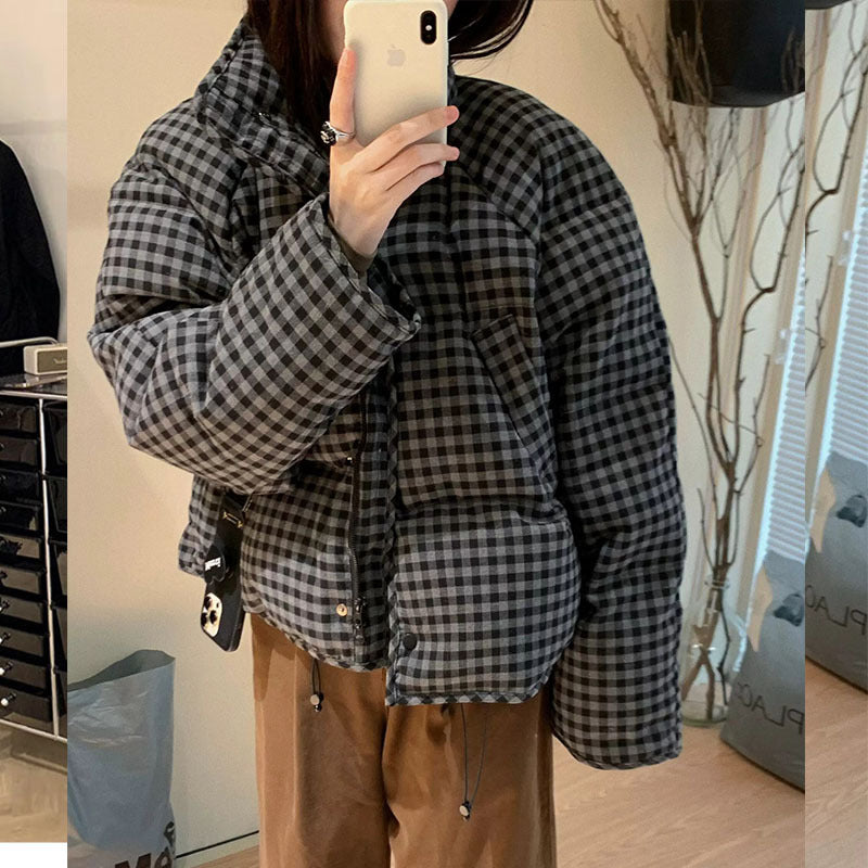 Gefütterte Jacke mit Karomuster – Bild 4 | LuxeStyle