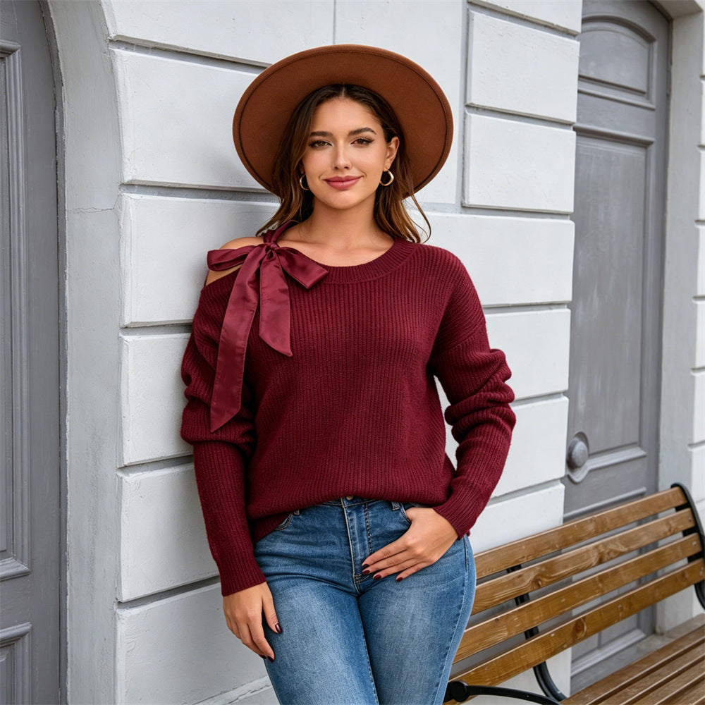 Pullover mit Herzausschnitt und Schleifendetail