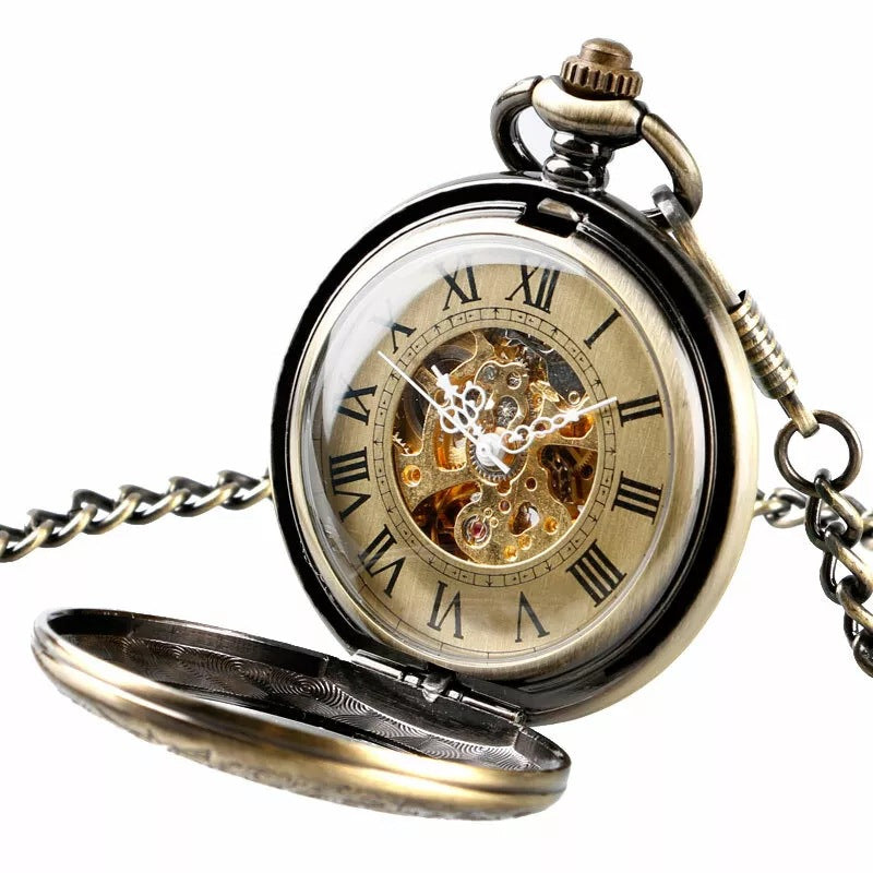 Retro Transparente Taschenuhr mit Klappdeckel – Ansicht 5