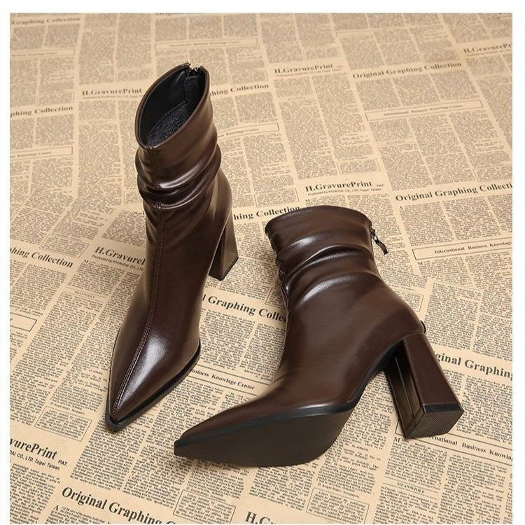 Warme Velours-Stiefel mit Absatz