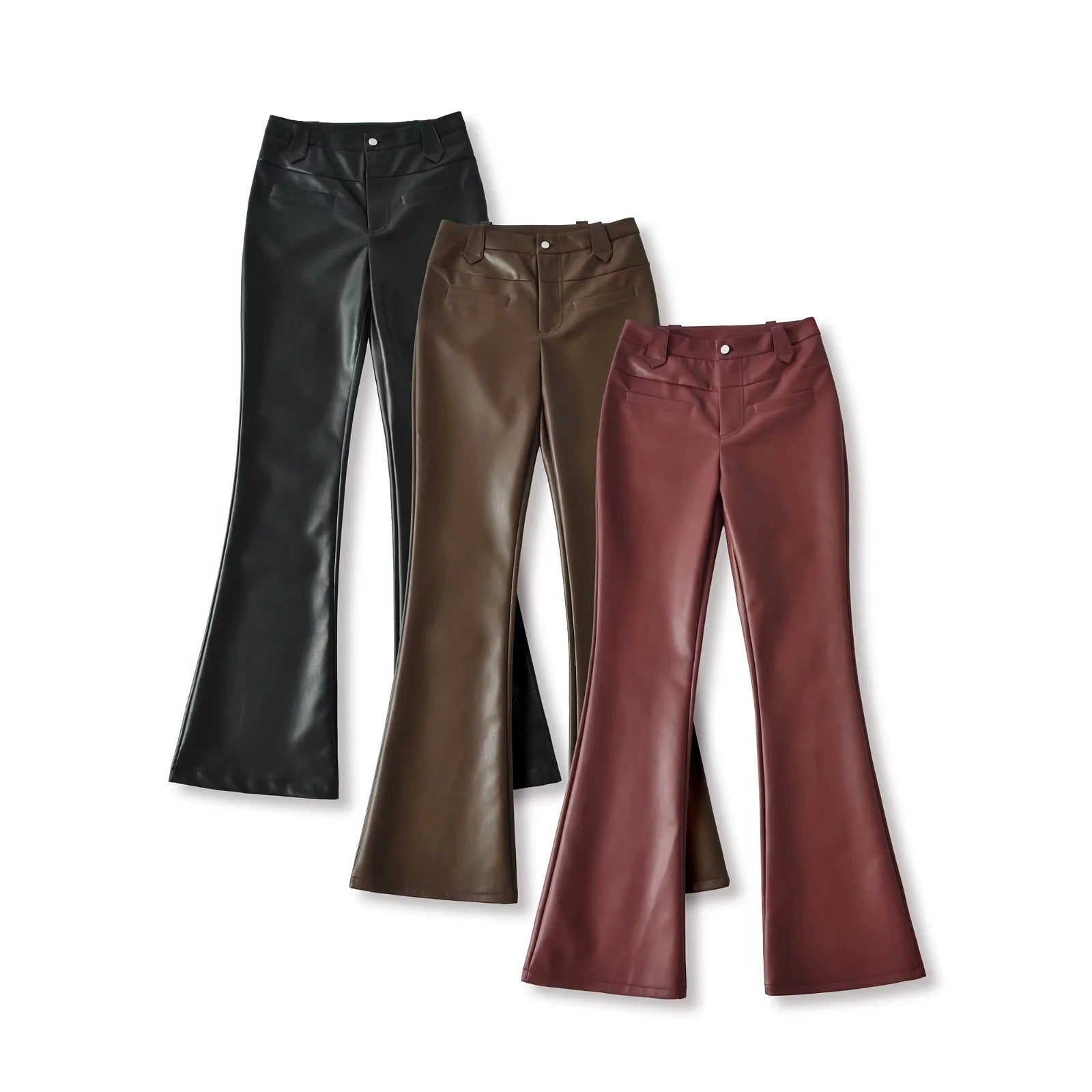 High-Rise Bootcut Hose im Motorrad-Stil