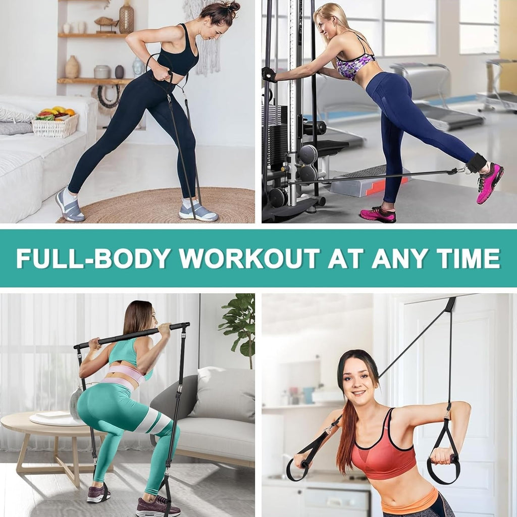 Pilates Bar Set mit 6 Widerstandsbändern