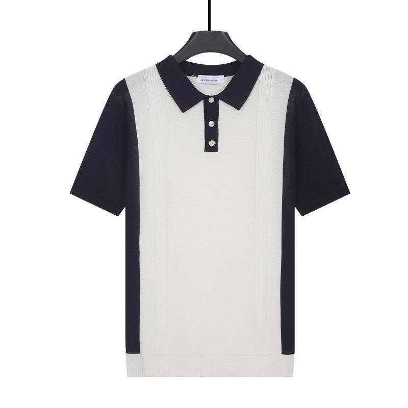 Herren Strick-Shirt Kurzarm Slim Fit