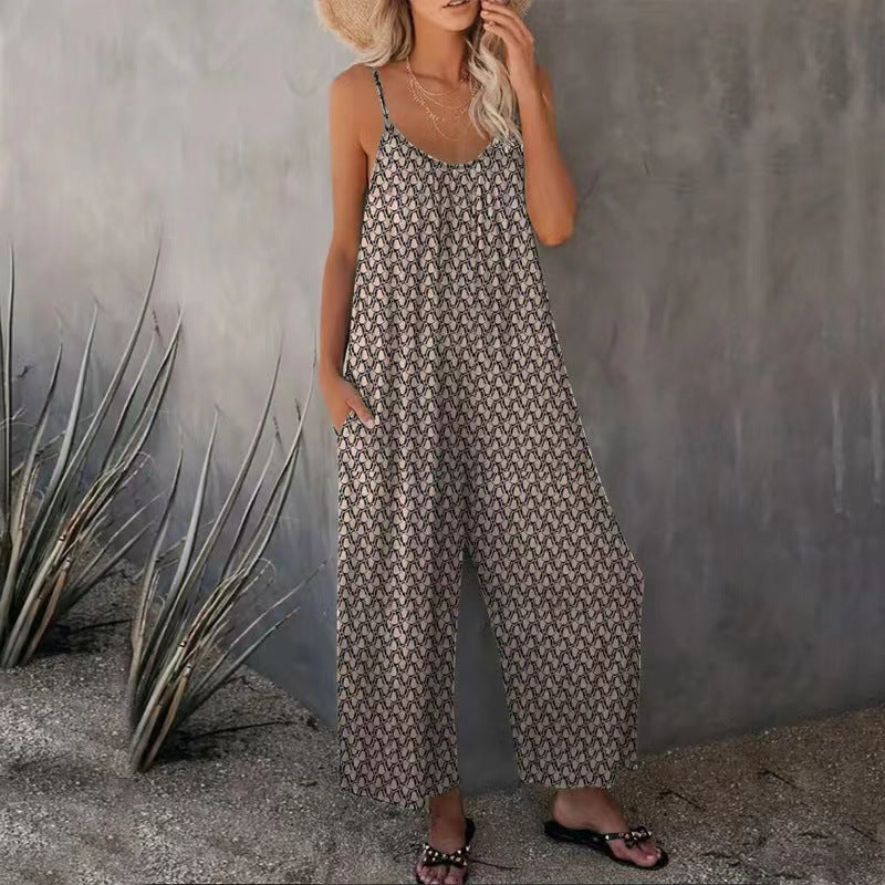 Damen Jumpsuit mit weitem Bein und Print