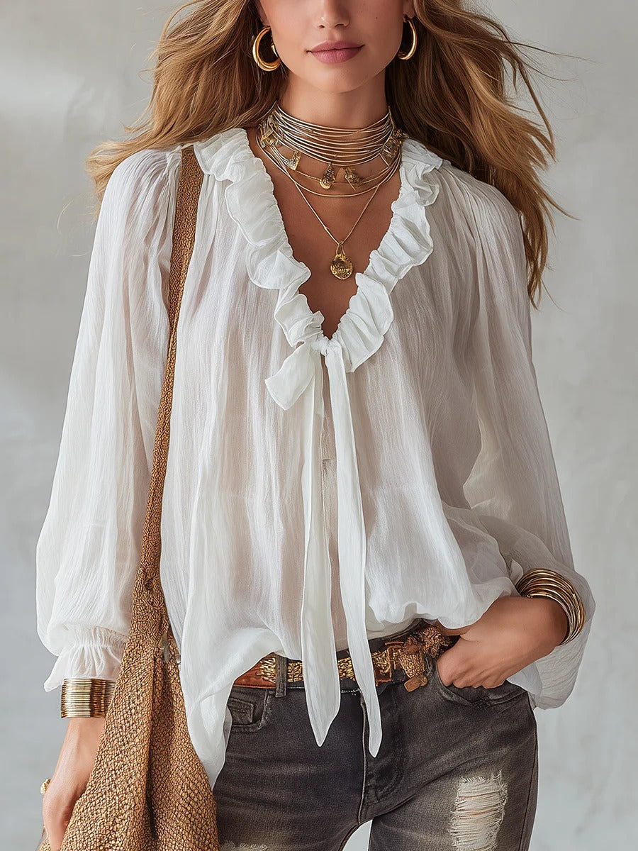 Lockeres V-Neck-Shirt – Bild 11 | LuxeStyle
