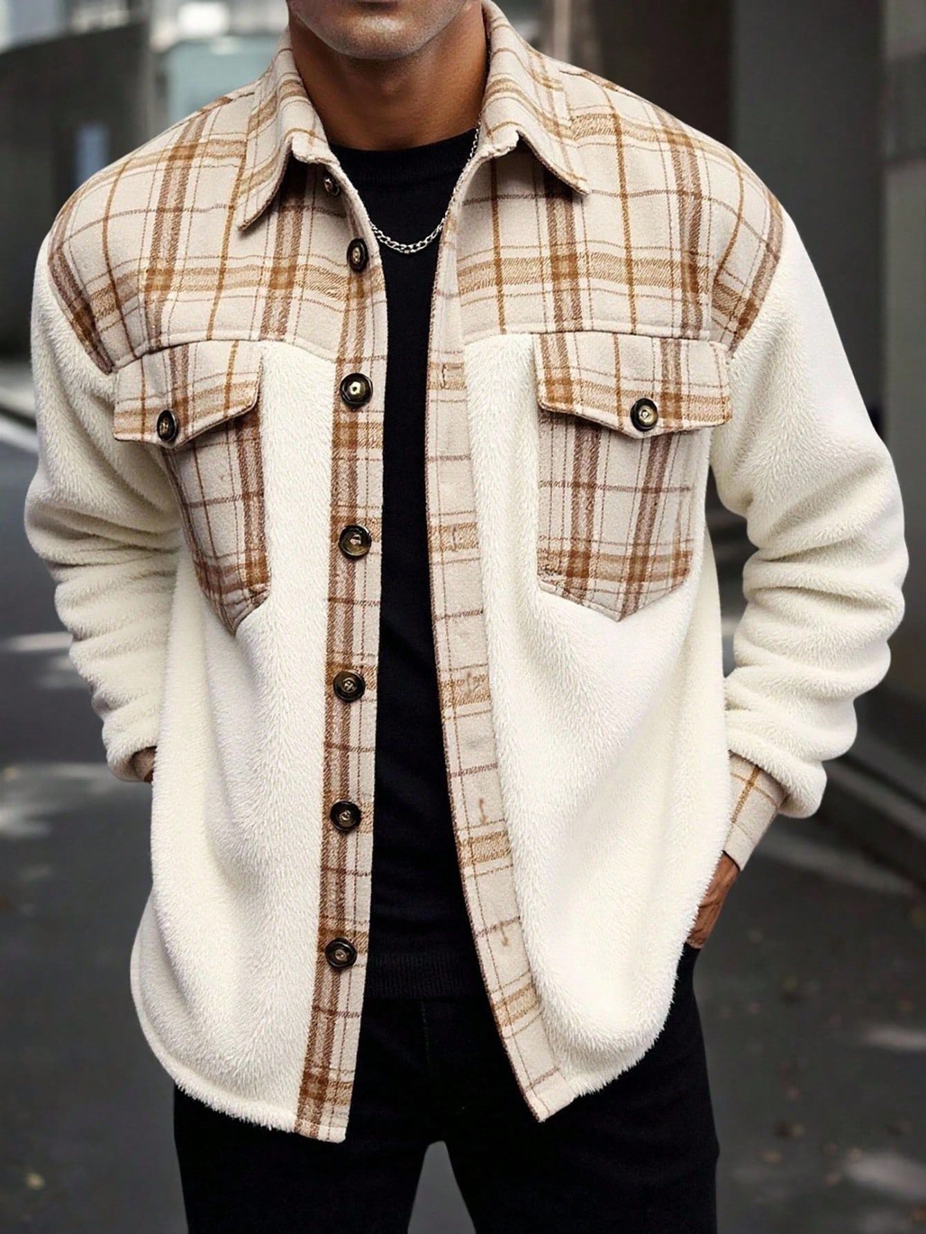Grau-Weiss Karo Jacke