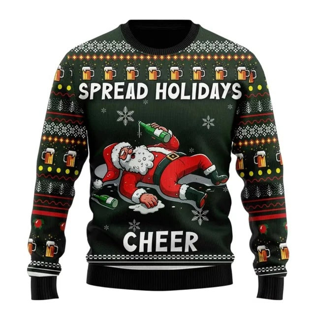 Herren Hoodie mit Santa- und Biermuster