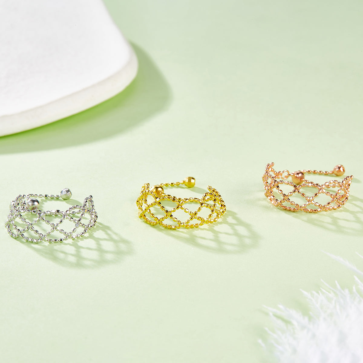 925-Silber Mesh-Ring Anello