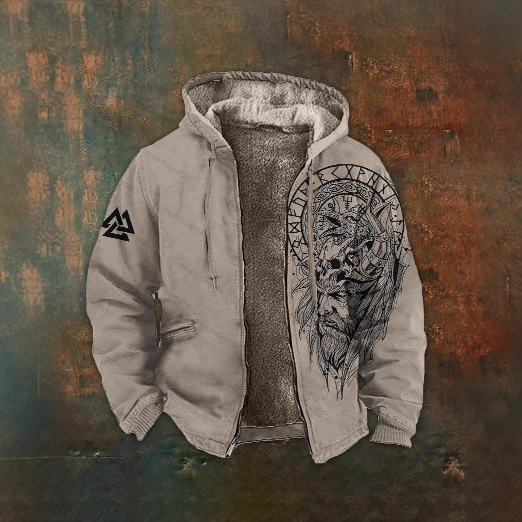 Kapuzen-Zipup Jacke mit 3D-Druck | LuxeStyle