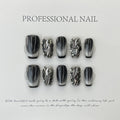 Cat's Eye Fake Nails – Schwarz-Weiss | LuxeStyle