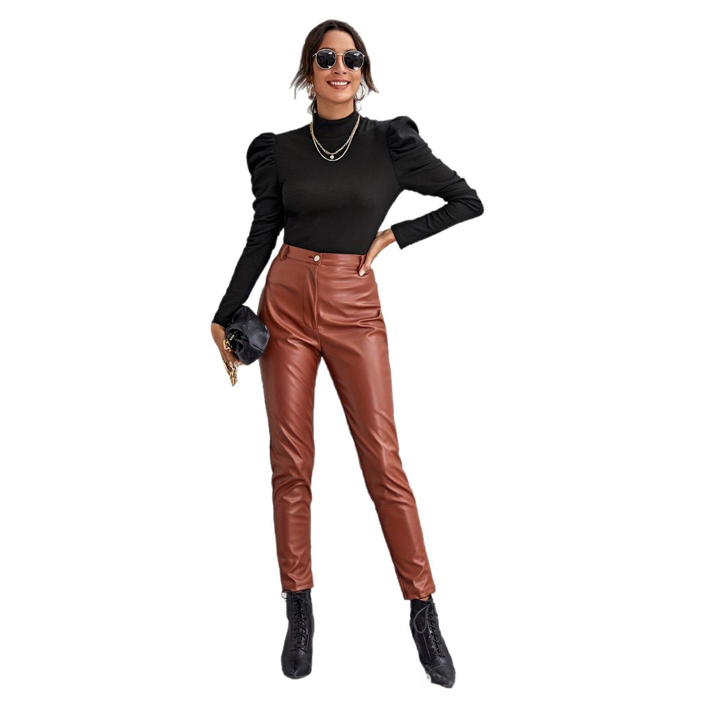 Elegantes Langarm-Top mit Tweed-Ärmeln