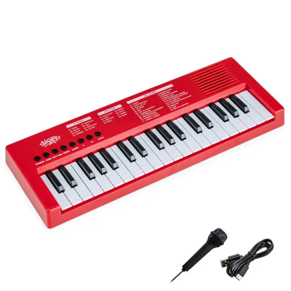 Rotes Kinder Keyboard mit Mikrofon, 37 Tasten
