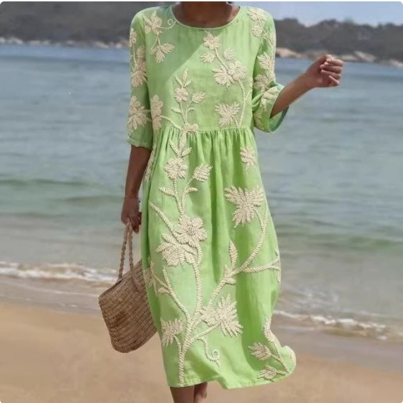 Sommerkleid mit abstraktem Mid-Waist-Print