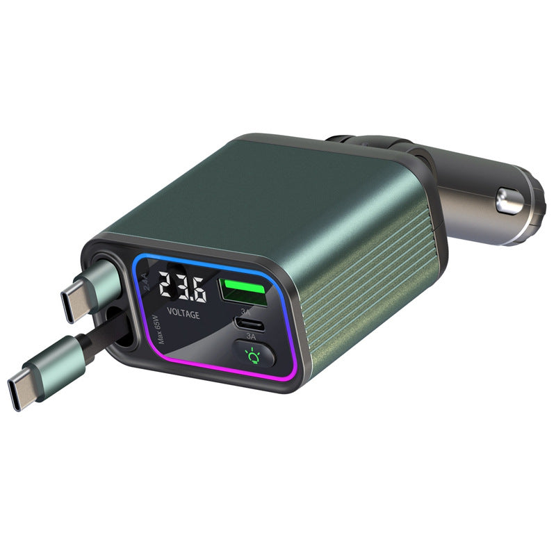 Grünes Auto-Ladegerät 12-24V mit abwickelbarem Kabel | LuxeStyle