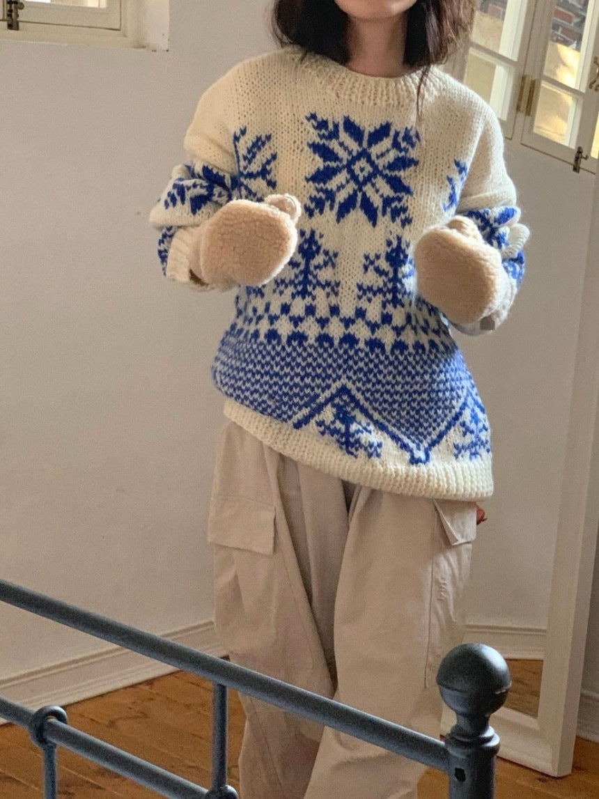 Farbblock-Strickpullover