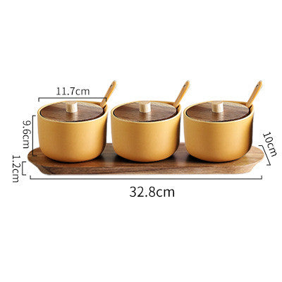 Keramik Gewürztopf 3er-Set mit Löffel & Holzdeckel – Bild 5 | LuxeStyle