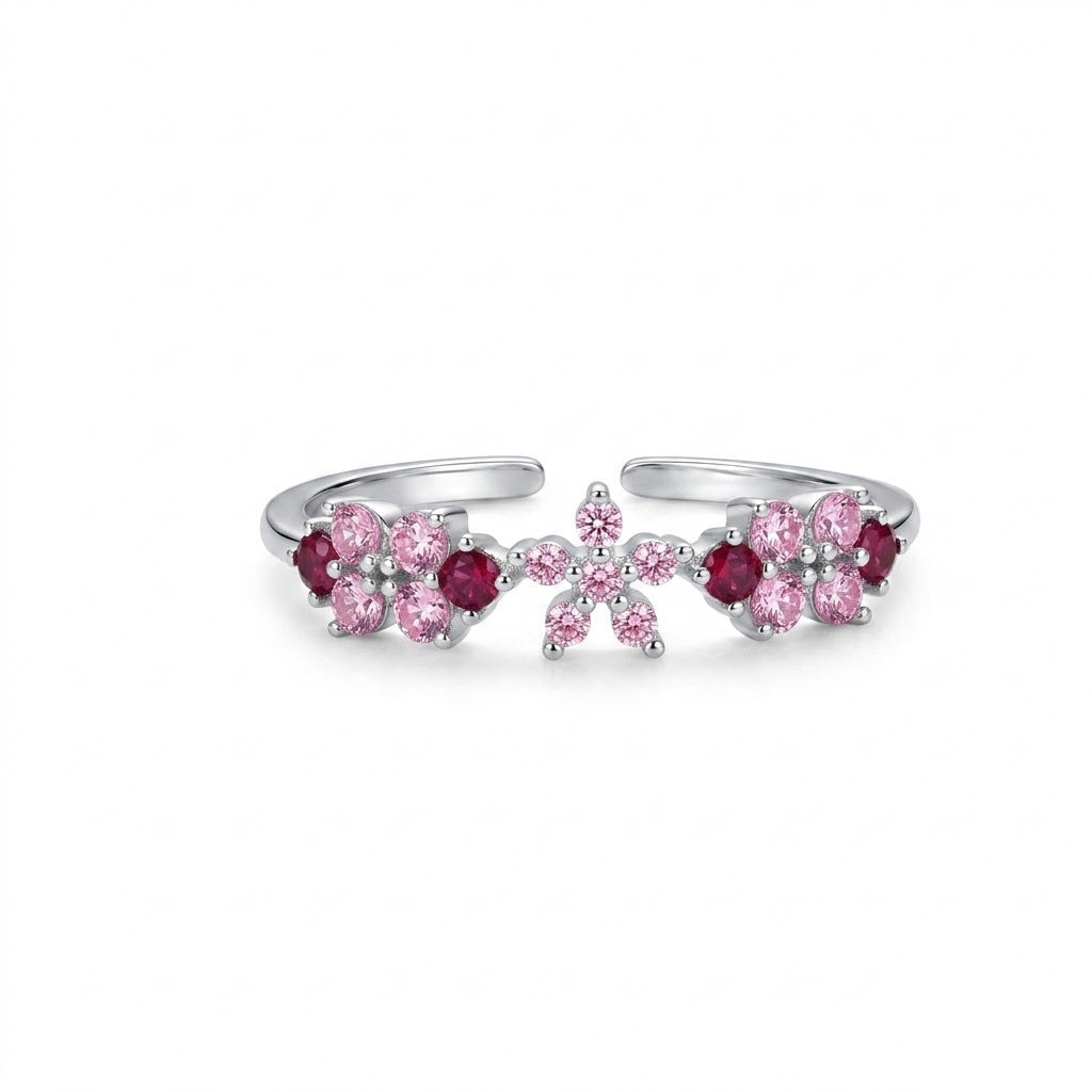 Blütenring «Fleur Rose» – rosa Zirkonia, verstellbar